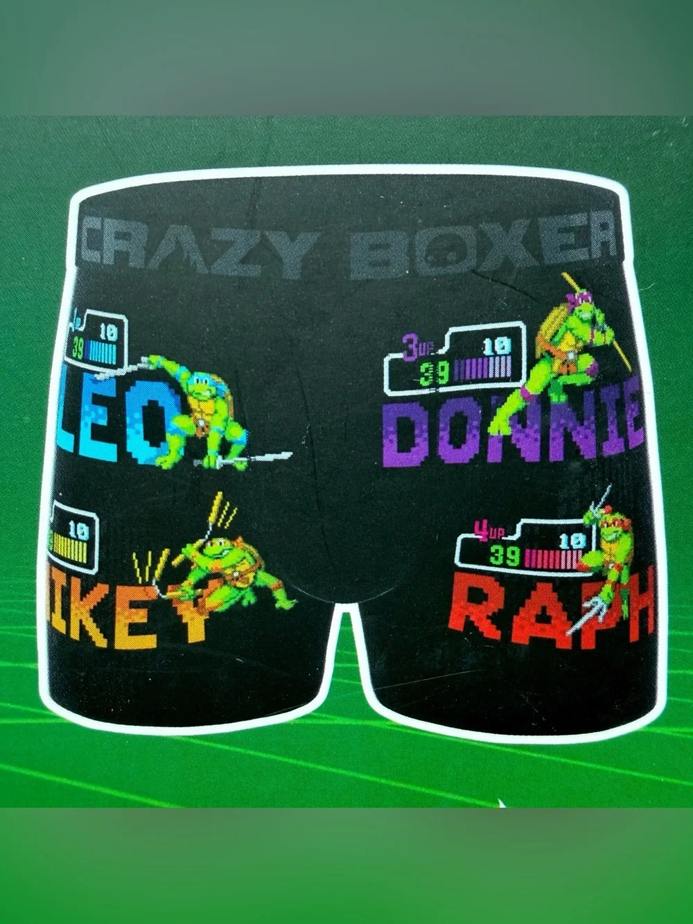 TMNT Ninja Turtles Crazy Boxer Briefs Mens Large Underwear Arcade Video Game